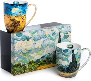McIntosh Van Gogh Wheatfields Fine Bone China Set of 2 Mugs (13 oz)