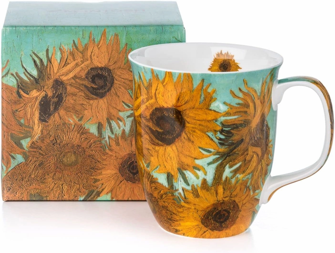McIntosh Van Gogh Sunflowers Green Fine Bone China Java Mugs (12.5 oz)