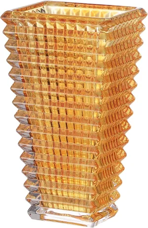 MCMCNCUIU Crystal Vase, Amber Glass Vase, Glass Vase, Vases for Centerpieces, Flower Vase, Large Glass Vase, Modern Vase for Living Room, Kitchen, Dining Table, Birthday, Mantle, 9 Inches