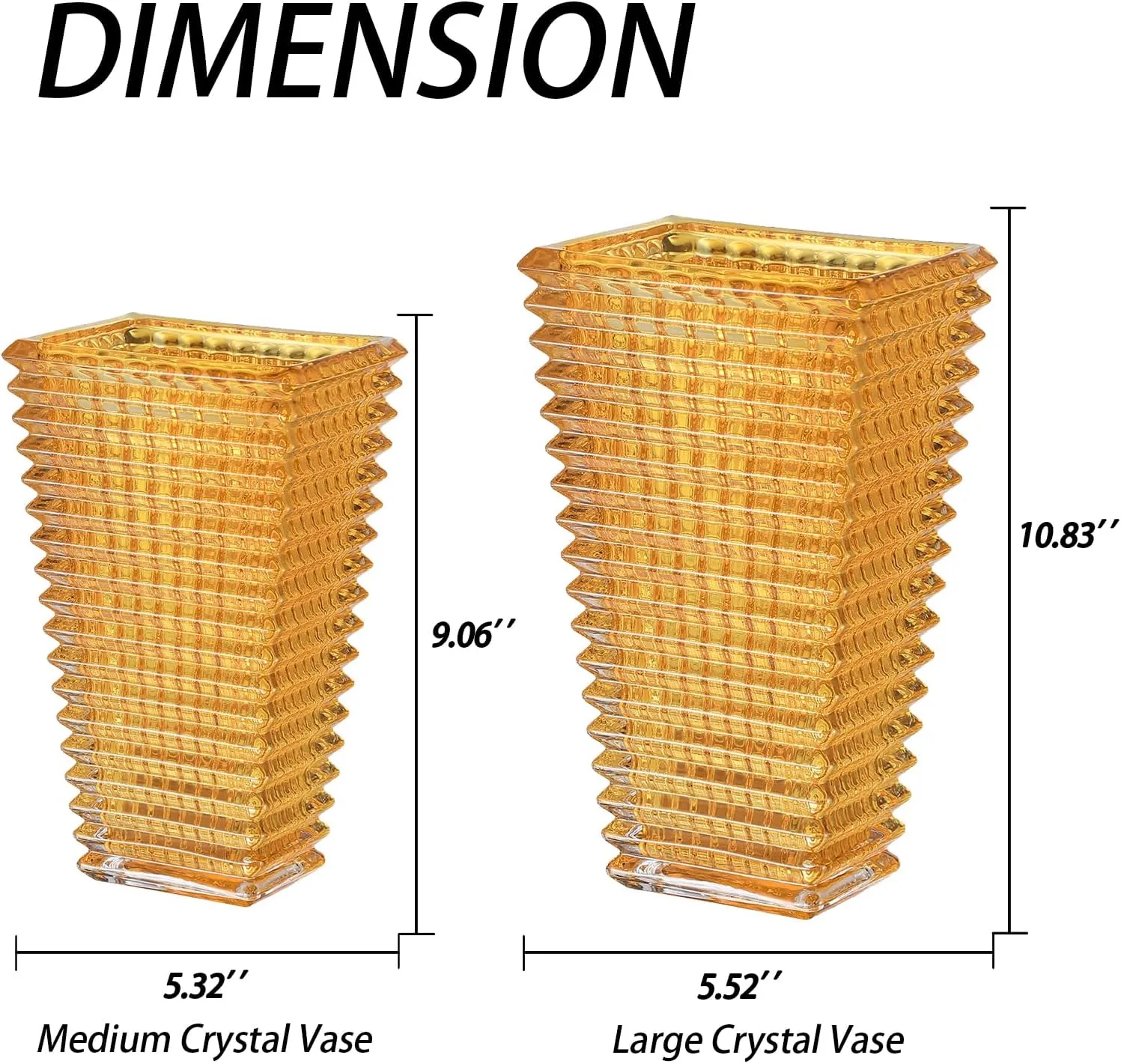 MCMCNCUIU Crystal Vase, Amber Glass Vase, Glass Vase, Vases for Centerpieces, Flower Vase, Large Glass Vase, Modern Vase for Living Room, Kitchen, Dining Table, Birthday, Mantle, 9 Inches