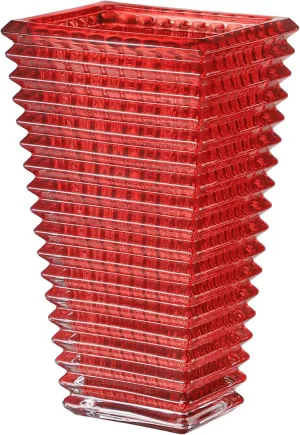 MCMCNCUIU Large Crystal Vase for Flowers, Red Glass Vase, Large Flower Vases, Modern Vases for Living Room, Bedroom, Kitchen, Dining Table, Mantle, Wedding, 11 Inches