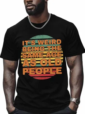 Men's T-Shirts Funny Text Colorful Stripes Crew Neck Short Sleeve Graphic Tees