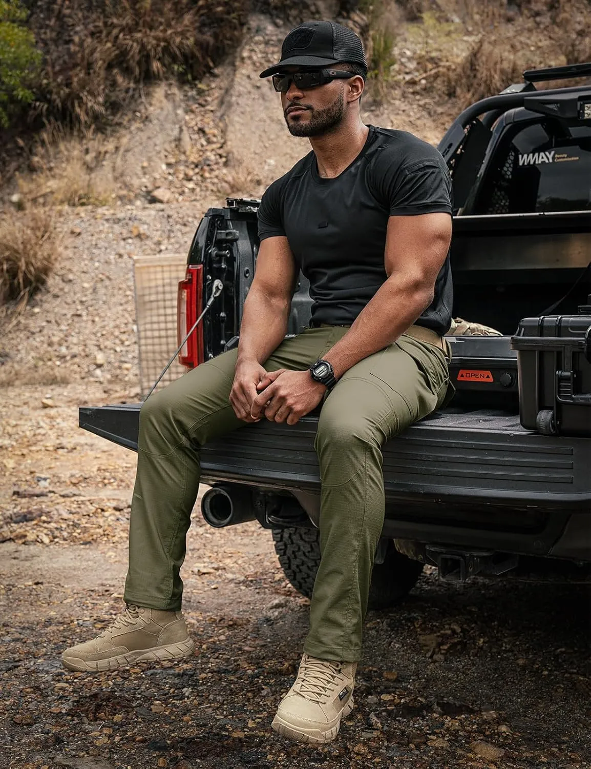 Men's Tactical Pants Flex Ripstop Cargo Trousers for Outdoor Hiking Work Casual Pants Large Capacity Clothing