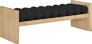 Meridian Furniture 179Black Waverly Collection Modern | Contemporary Bench with Solid Wood Rich Natural Finish, Luxurious Black Boucle Fabric, 52" W x 19" D x 18" H, Black