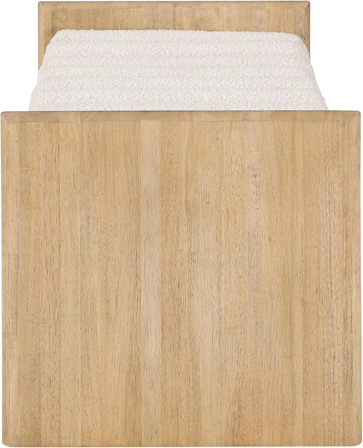 Meridian Furniture 179Cream Waverly Collection Modern | Contemporary Bench with Solid Wood Rich Natural Finish, Luxurious Cream Boucle Fabric, 52" W x 19" D x 18" H, Cream