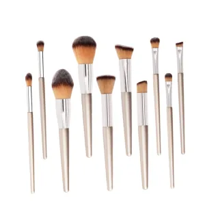MERRYHAPY 10pcs Premium Makeup Brush Set Wooden Handles Makeup Tools for Women and Girls for Daily and Includes Essential Cosmetic Brushes for Application