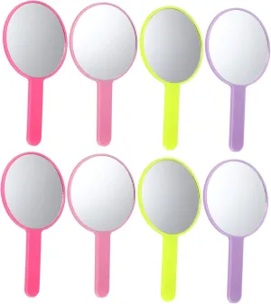 MERRYHAPY 8pcs Compact Makeup Mirror Portable Handheld Round Cosmetic Mirror Travel for Women