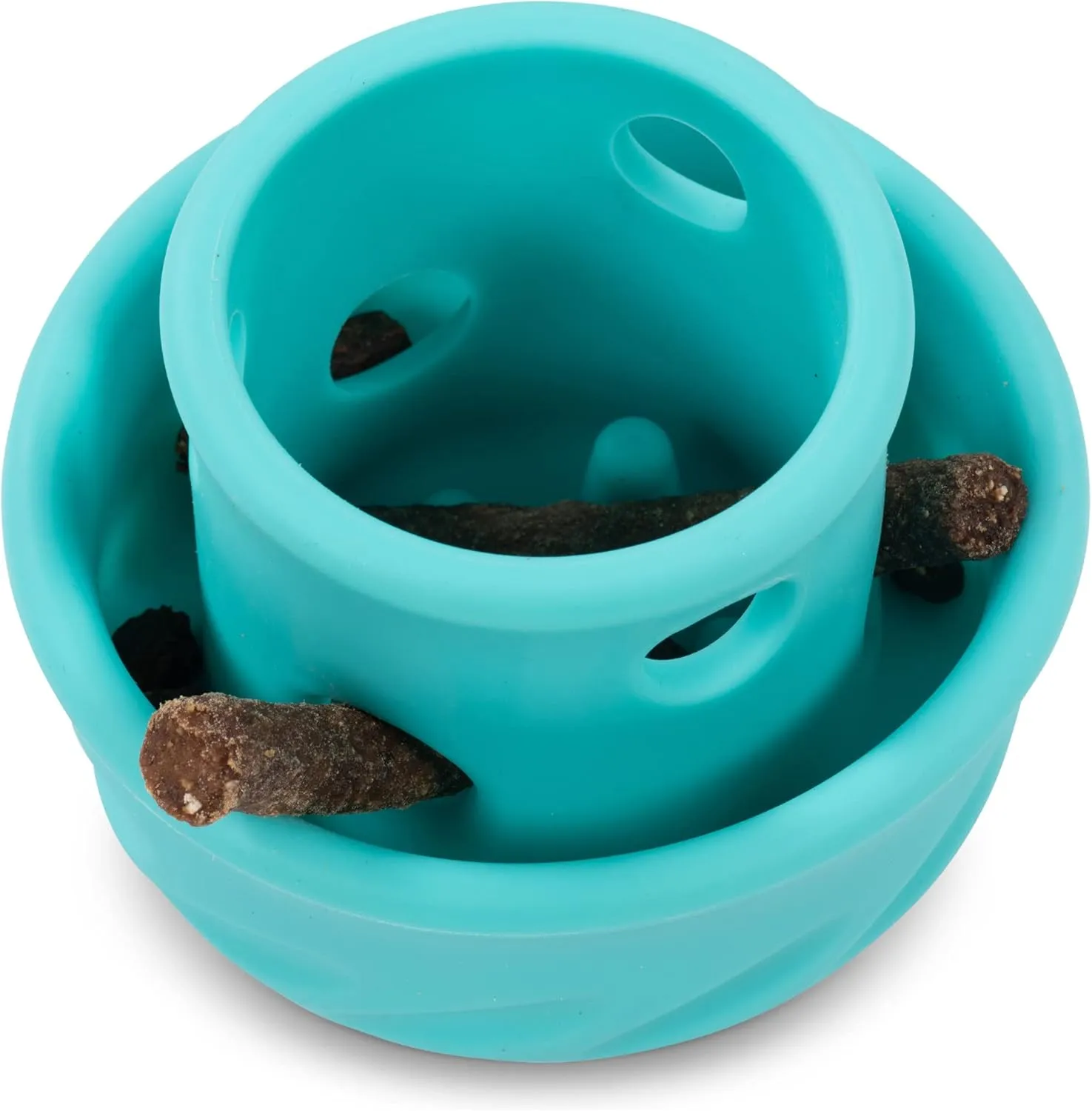 Messy Mutts Totally Pooched Puzzle 'n Play Mushroom | Interactive Treat Puzzle Toy for Dogs | Durable 4” x 3.5” TPR Dog Toy | Teal