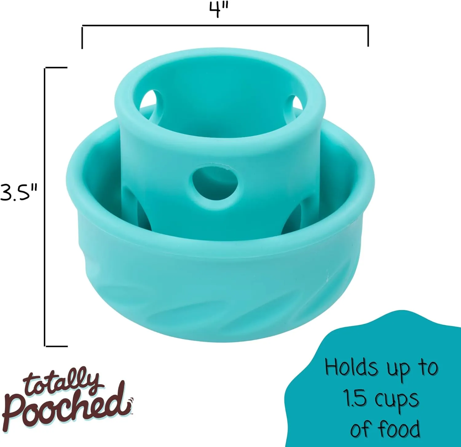 Messy Mutts Totally Pooched Puzzle 'n Play Mushroom | Interactive Treat Puzzle Toy for Dogs | Durable 4” x 3.5” TPR Dog Toy | Teal
