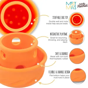 Messy Mutts Totally Pooched Puzzle 'n Play Mushroom (Small) | Interactive Treat Puzzle Toy for Dogs | Durable 3.25”” x 2.5” TPR Dog Toy | Orange