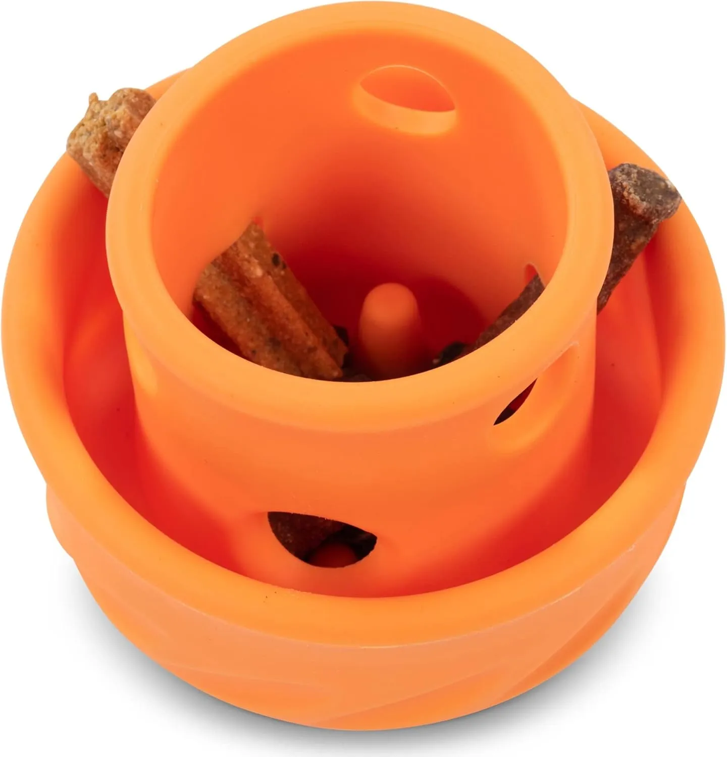 Messy Mutts Totally Pooched Puzzle 'n Play Mushroom (Small) | Interactive Treat Puzzle Toy for Dogs | Durable 3.25”” x 2.5” TPR Dog Toy | Orange