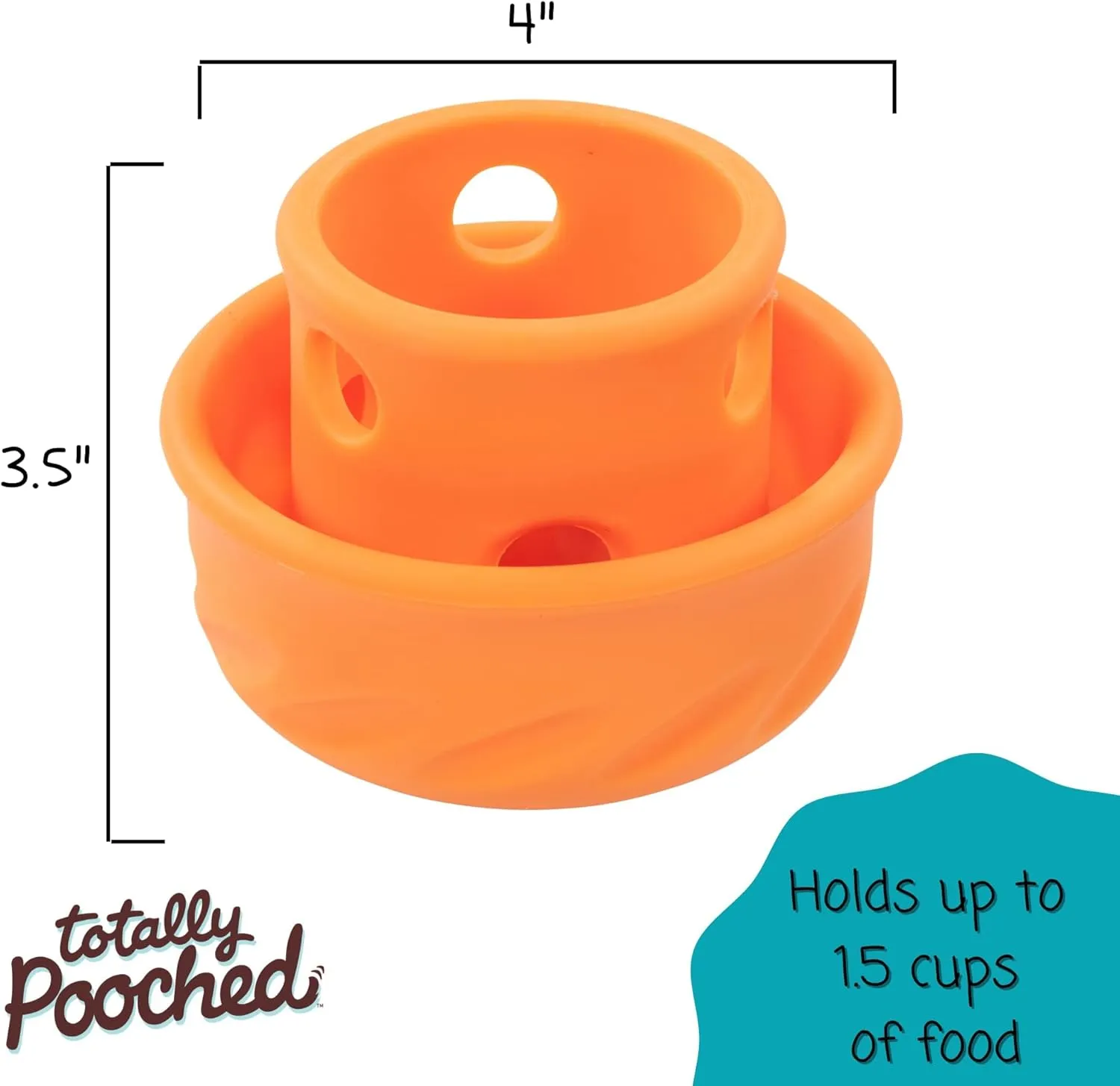 Messy Mutts Totally Pooched Puzzle 'n Play Mushroom (Small) | Interactive Treat Puzzle Toy for Dogs | Durable 3.25”” x 2.5” TPR Dog Toy | Orange