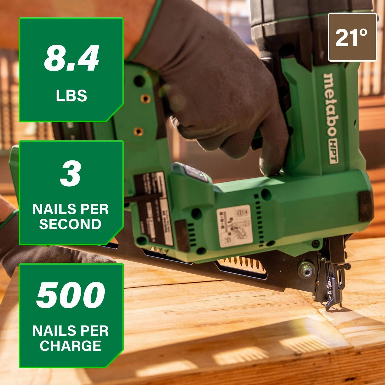 Metabo HPT Cordless Framing Nailer, 18V - 4.0 Ah, MultiVolt™, 21 Degree, 3-1/2-Inch Plastic Strip Nails, NR1890DRA