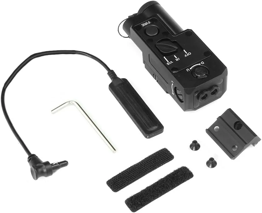 Metal CBQL-1 Box Laser Sights Flashlight，with IR   Red/Green/Blue Laser Sight，with Remote Pressure Switch & M300/M600 Series Flashlight Base Mount Combo，Fits for Standard 20mm Rail Mounting