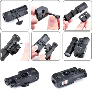 Metal CBQL-1 Box Laser Sights Flashlight，with IR   Red/Green/Blue Laser Sight，with Remote Pressure Switch & M300/M600 Series Flashlight Base Mount Combo，Fits for Standard 20mm Rail Mounting