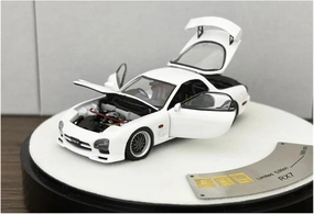 Metal Die Cast Toy Cars 1:64 for Mazda RX7 White Color Full Open Diecast Model Car Miniature Die-Cast Replicas Desktop Decorations for Home Or Office Décor