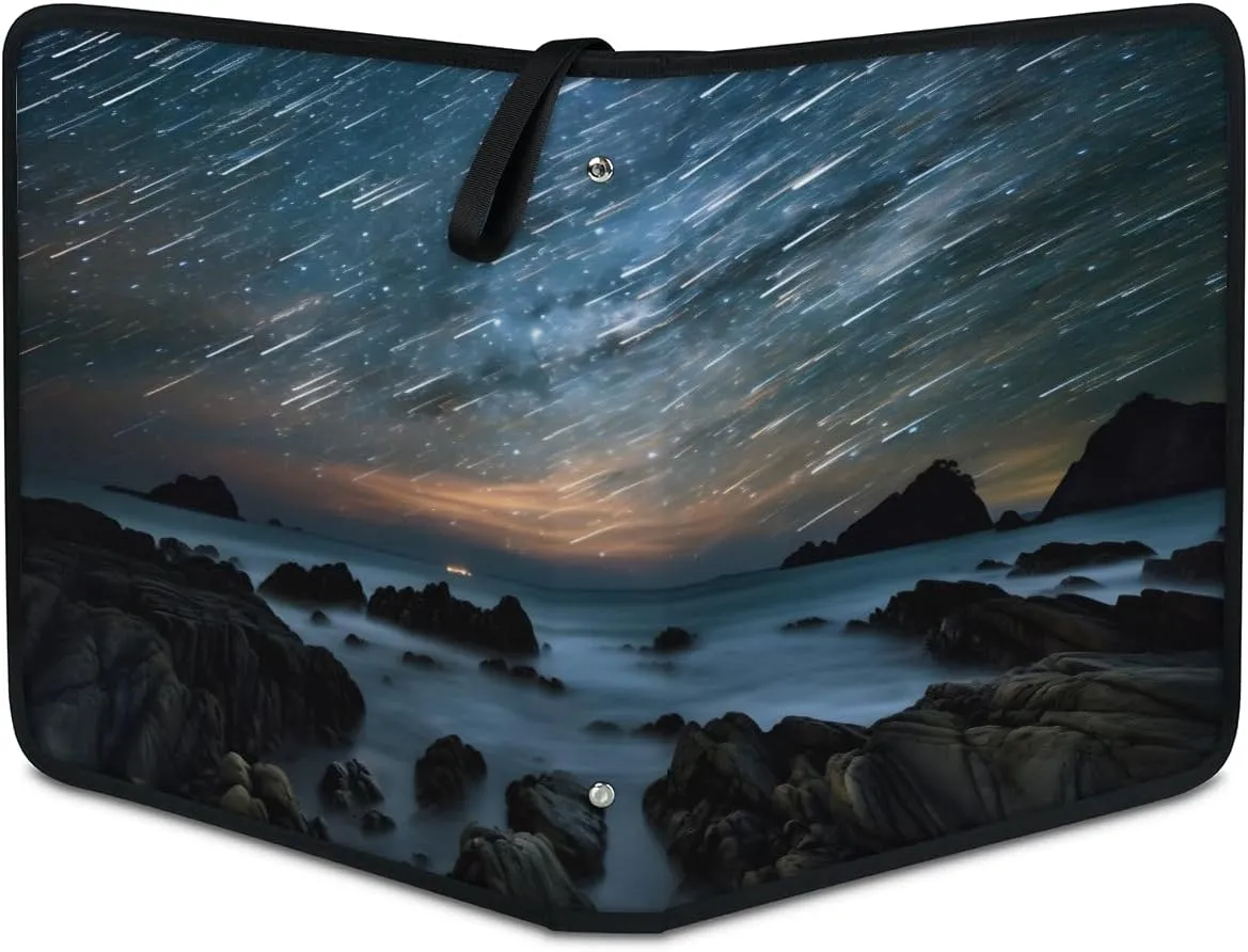Meteor Shower 3 Ring Trading Zipper Binder Strap, Trading Card Binder 4 Pocket, 400 Pockets Card Holder with 50 Removable Sleeves for Game Cards