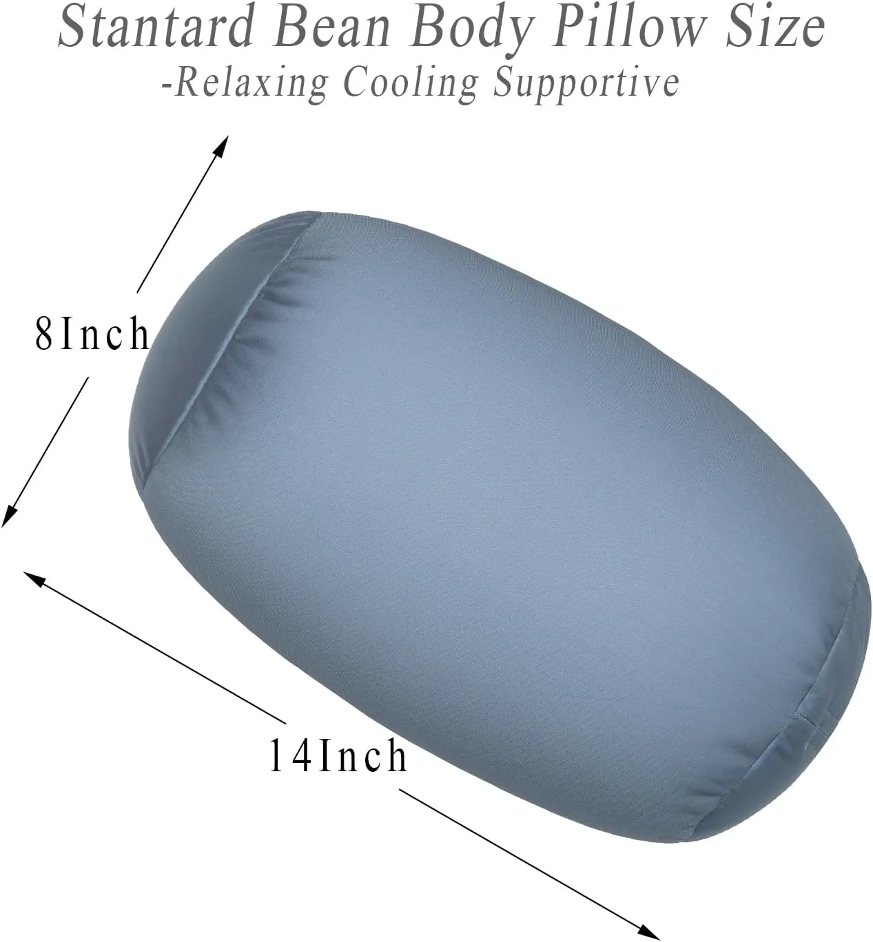 Microbead Neck Body Pillow Tube Microbead Bolster Bean Smooth Cool Pillow Neck Cervical Roll Pillow for Sleeping 7 x 12Inch Throw Travel Pillow (Cold Grey)