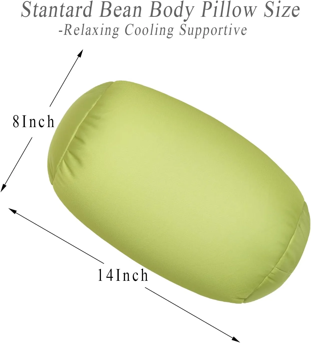 Microbead Neck Body Pillow Tube Microbead Bolster Bean Smooth Cool Pillow Neck Cervical Roll Pillow for Sleeping 7 x 12Inch Throw Travel Pillow (Olive Green)