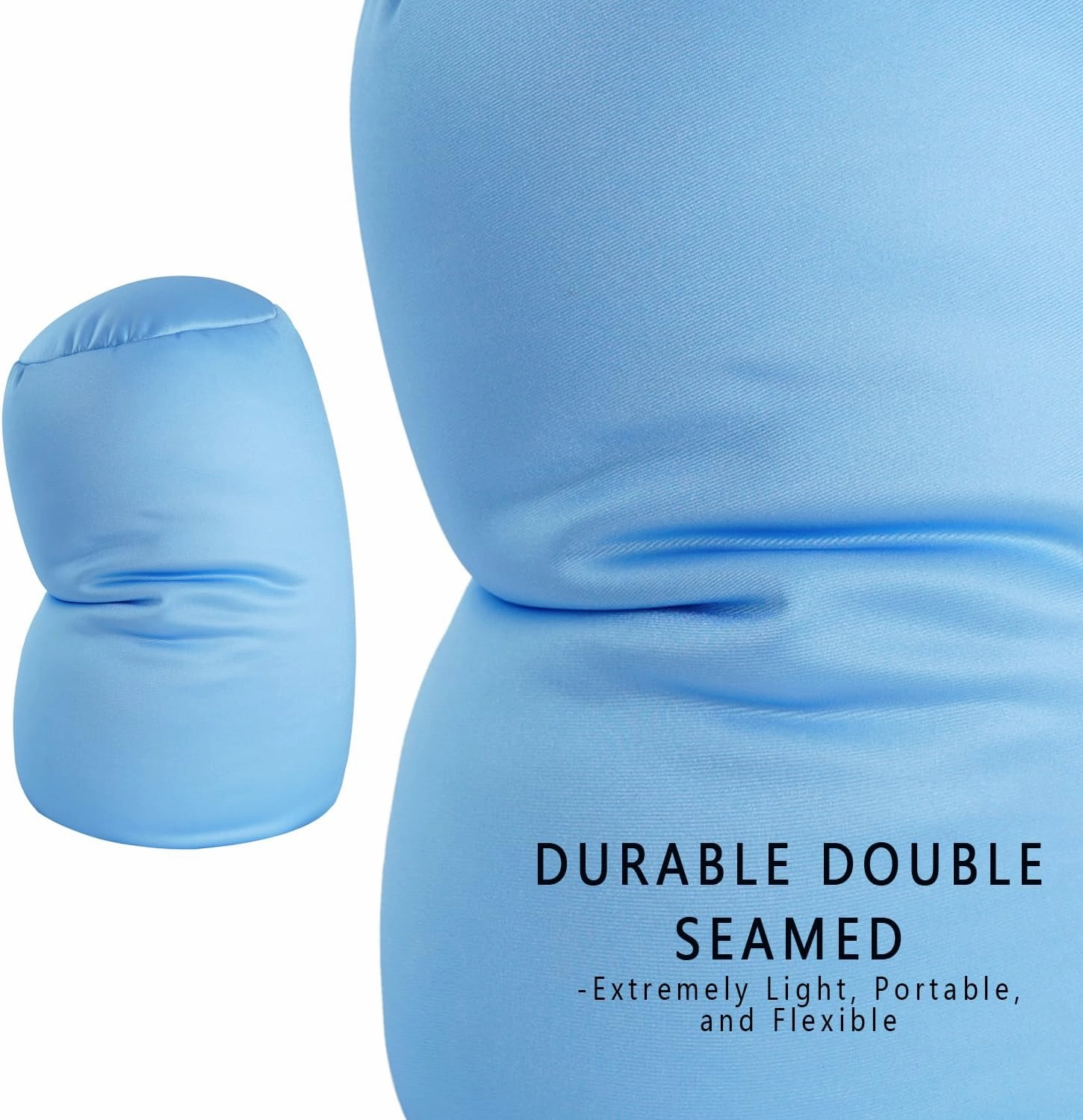Microbead Neck Body Pillow Tube Microbead Bolster Bean Smooth Cool Pillow Neck Cervical Roll Pillow for Sleeping 7 x 12Inch Throw Travel Pillow(Maya Blue)