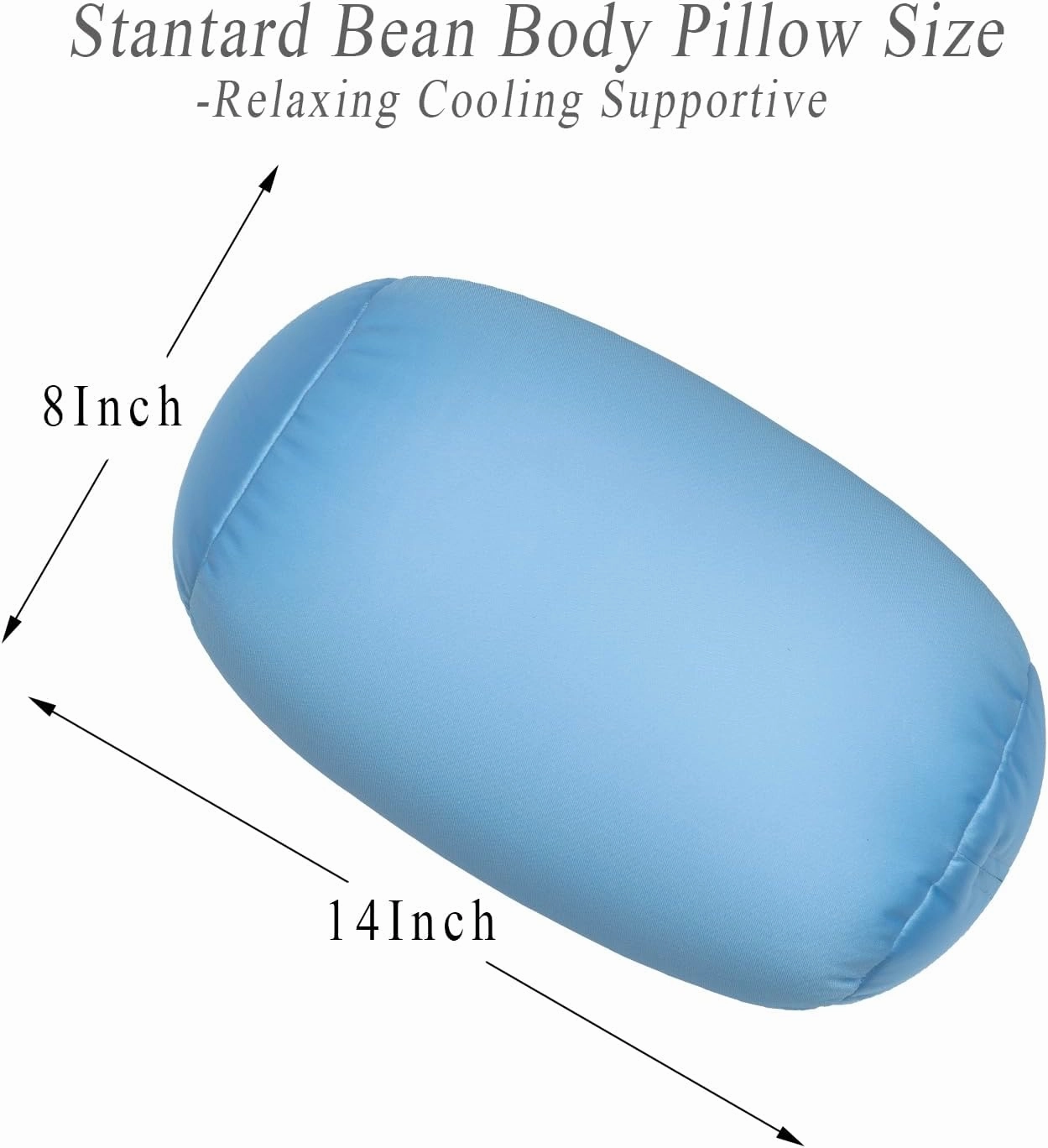 Microbead Neck Body Pillow Tube Microbead Bolster Bean Smooth Cool Pillow Neck Cervical Roll Pillow for Sleeping 7 x 12Inch Throw Travel Pillow(Maya Blue)