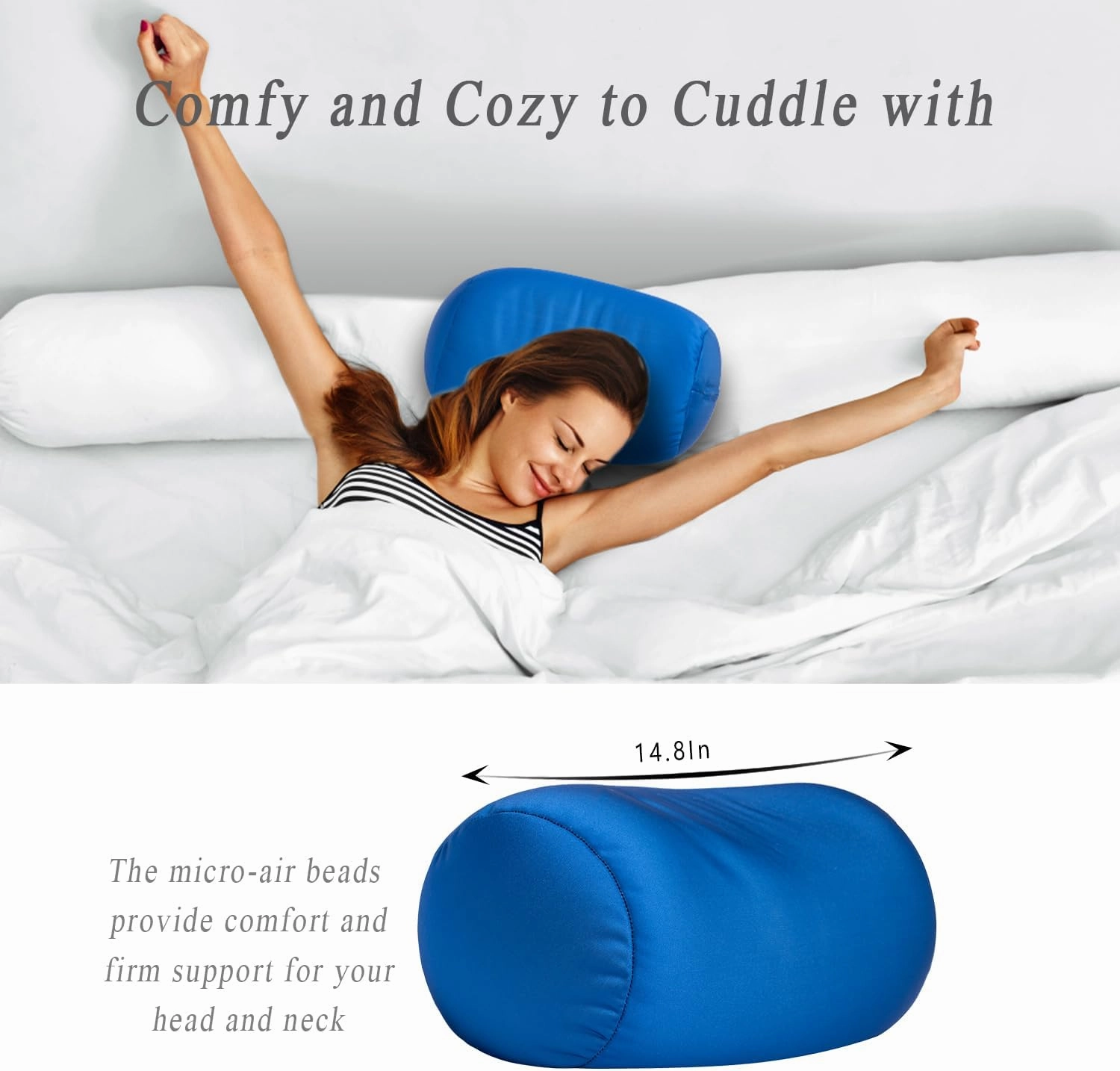 Microbead Neck Body Pillow Tube Microbead Bolster Bean Smooth Cool Pillow Neck Cervical Roll Pillow for Sleeping 7 x 12Inch Throw Travel Pillow (Pine Green)