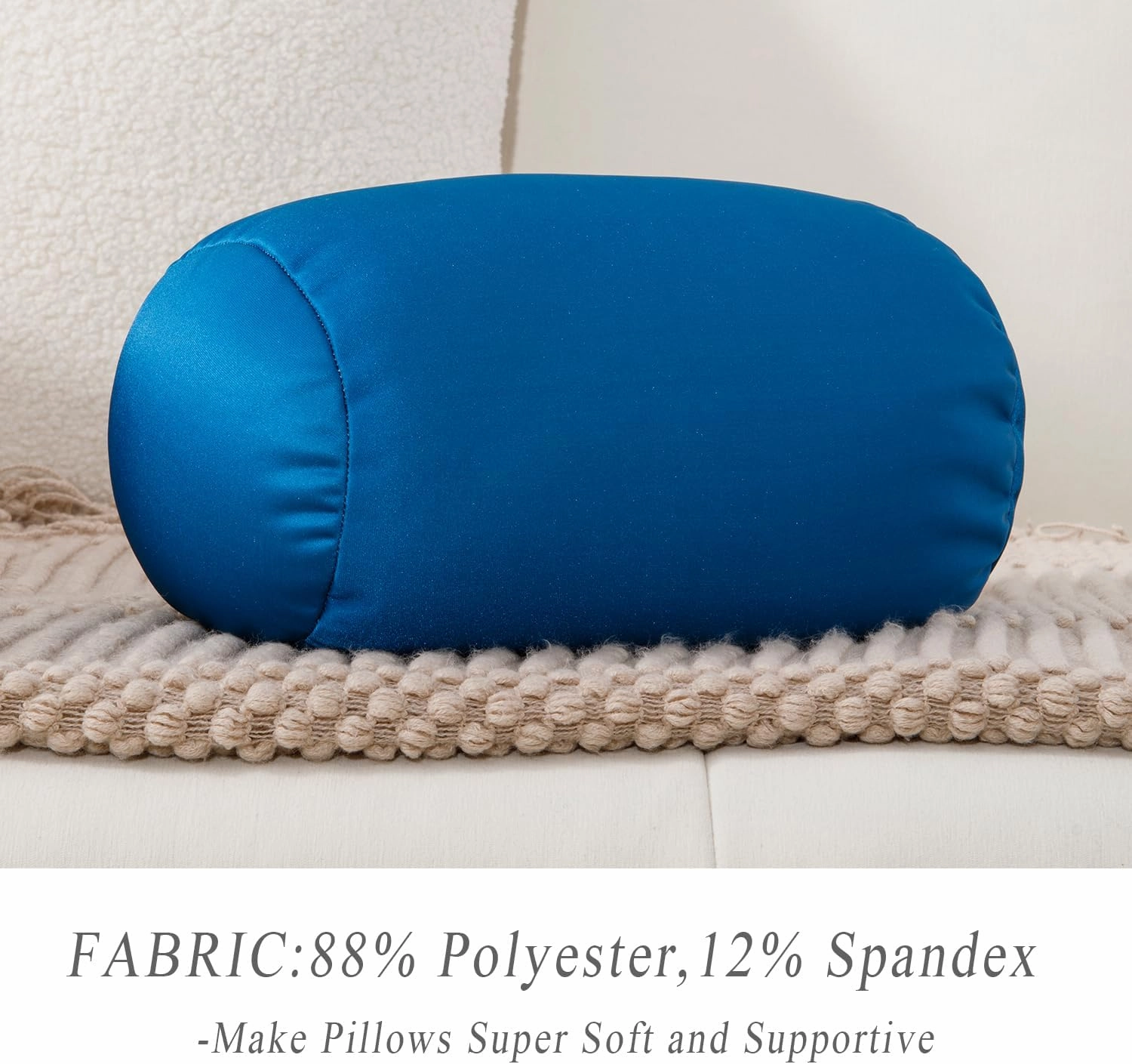 Microbead Neck Body Pillow Tube Microbead Bolster Bean Smooth Cool Pillow Neck Cervical Roll Pillow for Sleeping 7 x 12Inch Throw Travel Pillow (Pine Green)