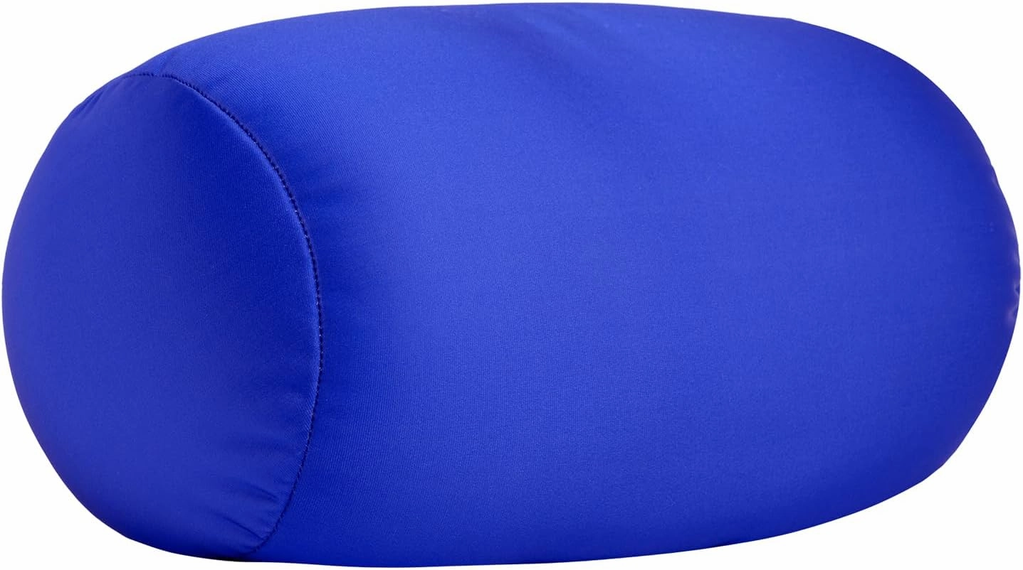 Microbead Neck Body Pillow Tube Microbead Bolster Bean Smooth Cool Pillow Neck Cervical Roll Pillow for Sleeping 7 x 12Inch Throw Travel Pillow(Sapphire Blue)