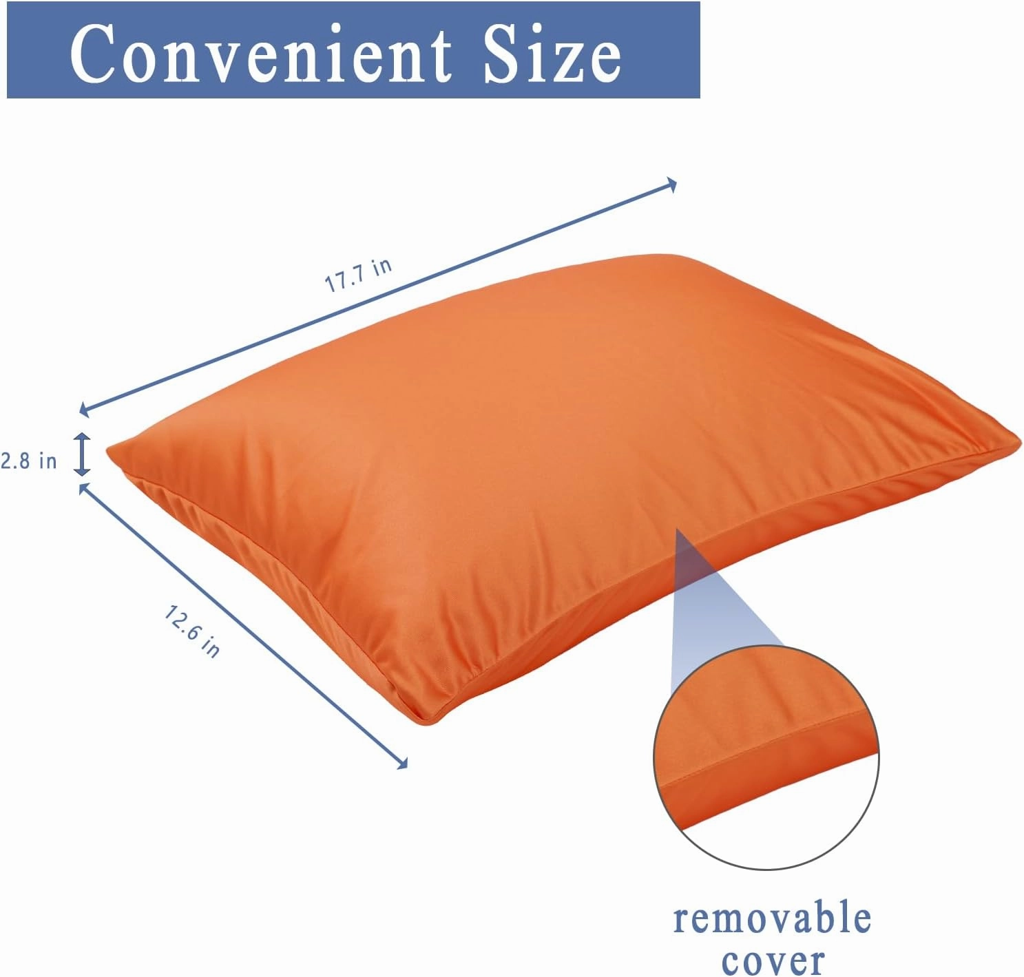 Microbead Throw Pillow with Removable Cover Bed Body Microbead Pillow Neck Head Back Support, Spandex Soft Silky Fabric for Sleeping and Travel Sofa Bedroom Comfortable (Carrot Color)