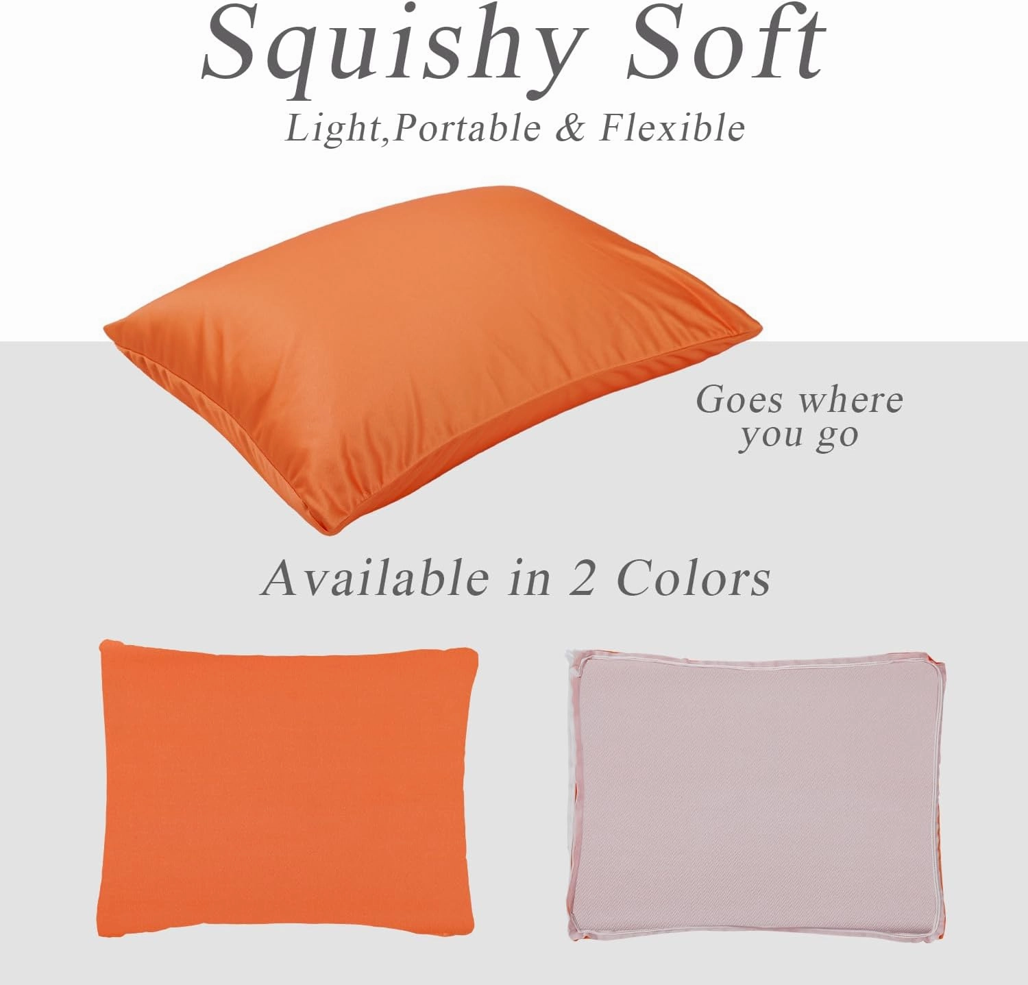 Microbead Throw Pillow with Removable Cover Bed Body Microbead Pillow Neck Head Back Support, Spandex Soft Silky Fabric for Sleeping and Travel Sofa Bedroom Comfortable (Carrot Color)