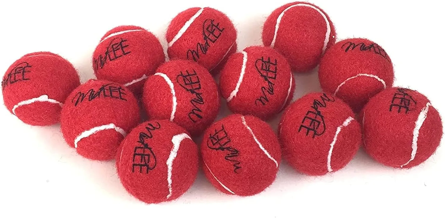 Midlee Mini Dog Tennis Balls, Red, 1.5" 12-Pack- Fetch Ball Laucher Pet Small Tennis Balls