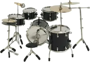 Milageto 8 Drum Set Miniature Drum Instrument Model for Bedroom Decoration, Black