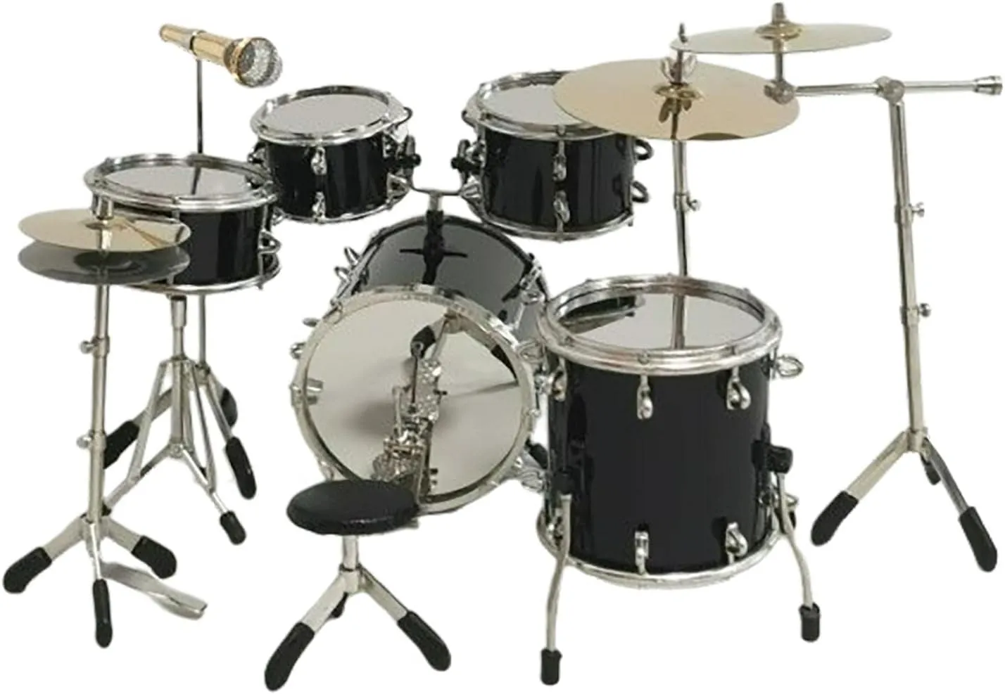 Milageto 8 Drum Set Miniature Drum Instrument Model for Bedroom Decoration, Black