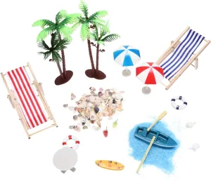 Milisten 18pcs Miniature Beach Style Ornaments Dollhouse Colorful Artificial Landscape Accessories for Mini Gardens and Home Decorations