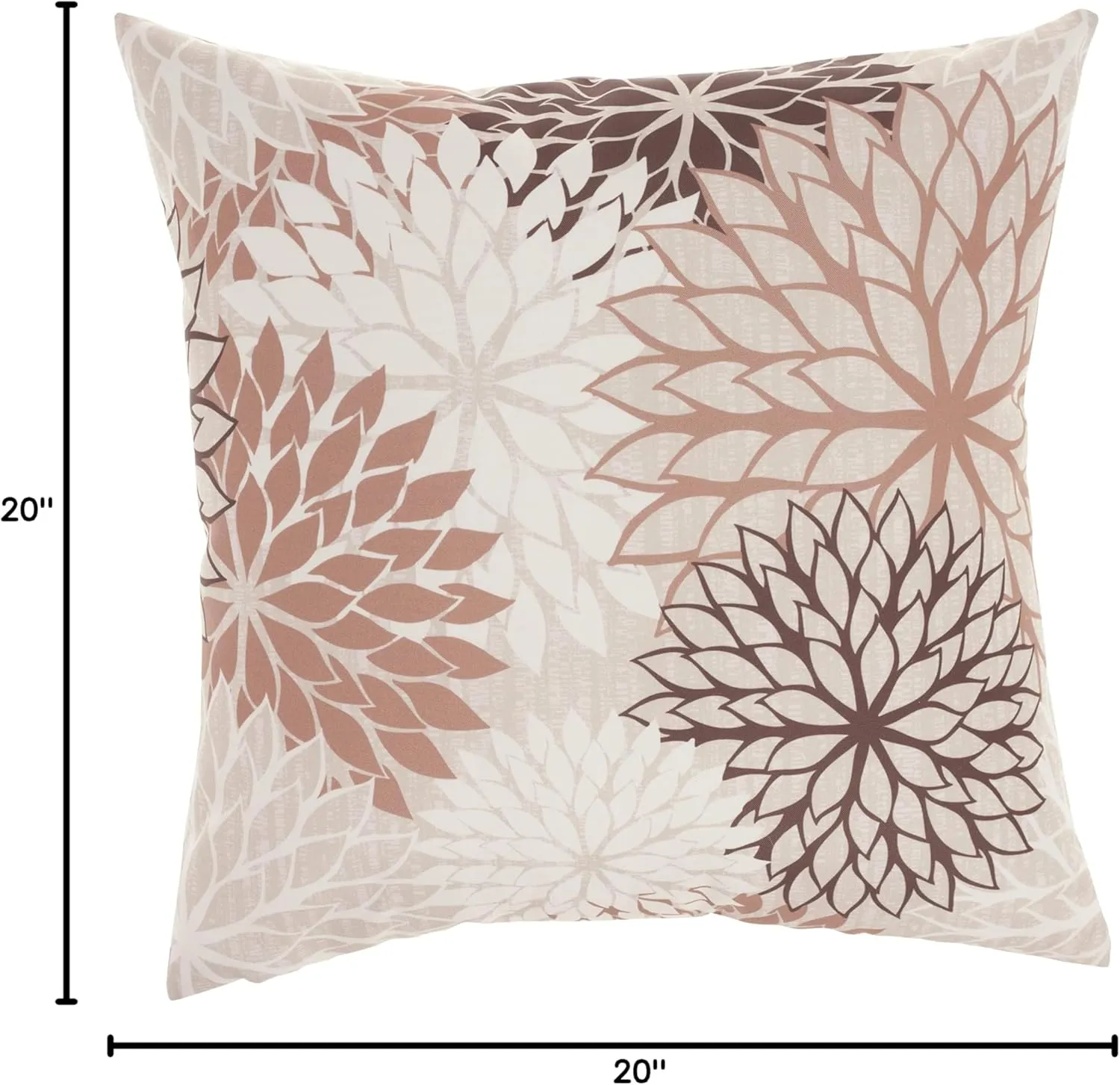 Mina Victory Aloha Floral Natural 20" x 20" Outdoor Throw Pillow, Botanical, Patio, Couch, Bench, Easy Clean, Zipper Closure,