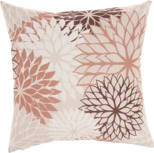 Mina Victory Aloha Floral Natural 20" x 20" Outdoor Throw Pillow, Botanical, Patio, Couch, Bench, Easy Clean, Zipper Closure,