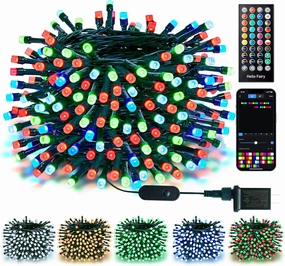 Minetom Color Changing Christmas Lights Outdoor, 198Ft 600 LED Smart RGB String App Controlled, Dimmable Timer Twinkle Christmas Tree Plug in for Xmas Party Decor