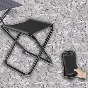 Mini Fishing Stool Portable Folding Chair, Foldable Camping Stool Seat with Bag, Lightweight Compact Stool Outdoor Hiking, Gifts for Fisherman(Black,Large)