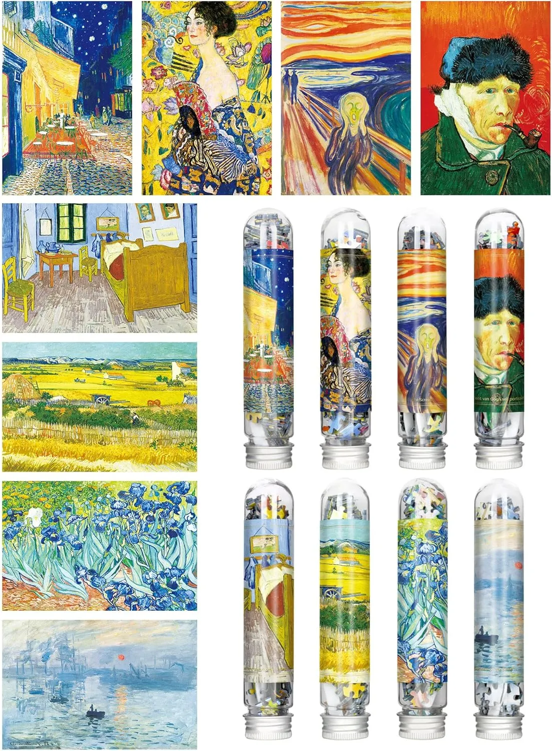 Mini Jigsaw Puzzles for Adults (8 Packs) Double-Sided Puzzle with Reference Blueprint, Micro Puzzle, Comes with Tweezers for Small Puzzles, Suitable As a Gift