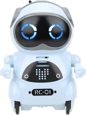 Mini Pocket Robot Toy, Interactive Voice Recognition, Repeat, Sing, Dance, LED, Story ABS Decoration, Robot Toy 3.3in with LED Lights for Entertainment, Communication (Blue)