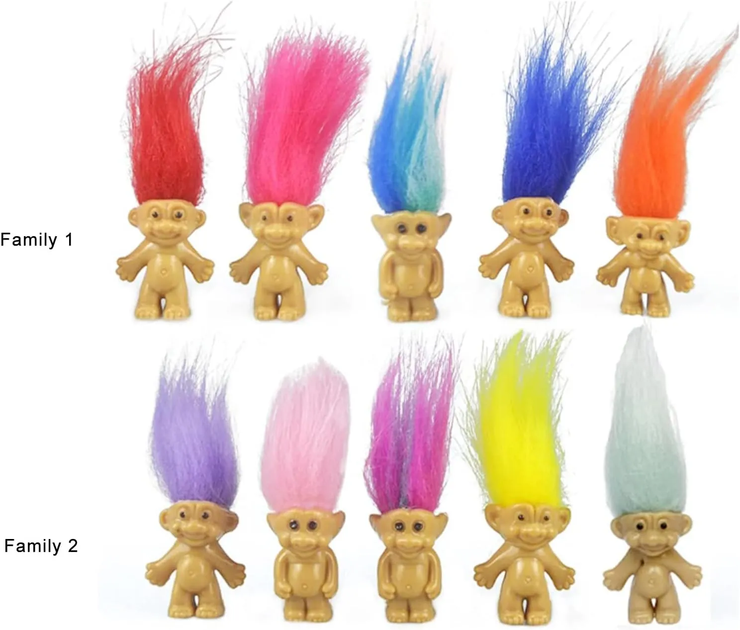 Mini Troll Dolls, PVC Vintage Trolls Lucky Doll Mini Action Figures Cake Toppers Chromatic Adorable Cute Little Guys Collection, School Project, Arts Crafts, Party Favors (30pack-A)