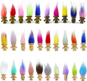 Mini Troll Dolls, PVC Vintage Trolls Lucky Doll Mini Action Figures Cake Toppers Chromatic Adorable Cute Little Guys Collection, School Project, Arts Crafts, Party Favors (30pack-A)