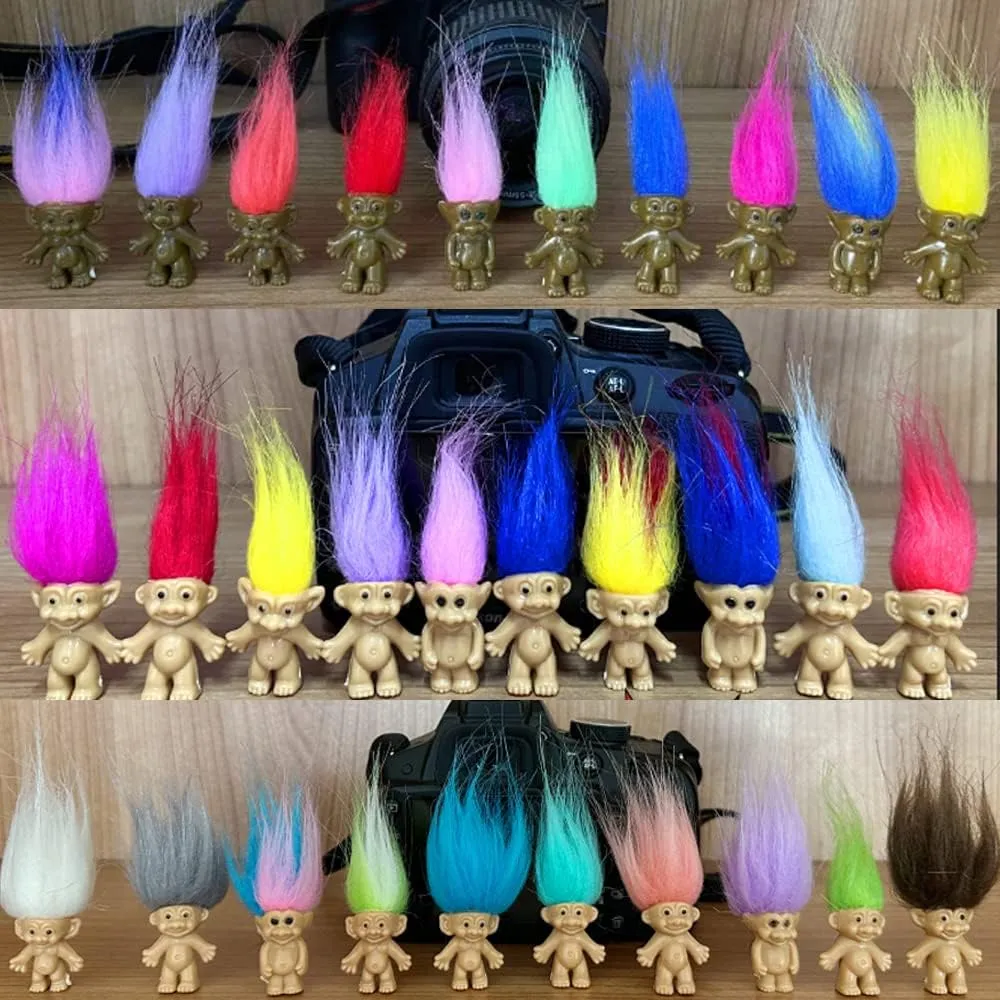 Mini Troll Dolls, PVC Vintage Trolls Lucky Doll Mini Action Figures Cake Toppers Chromatic Adorable Cute Little Guys Collection, School Project, Arts Crafts, Party Favors (30pack-A)