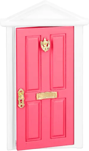 Mini Wooden Door,Mini Wooden Door Bright Color Vivid Details Smoother Dollhouse Miniature Fairy Door for 1:12 Doll House Gifts(Rose Red)