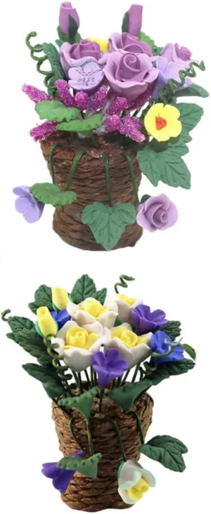 Miniature Flowers Dollhouse Potted Flowers Bonsai Decor for Home and Collectors