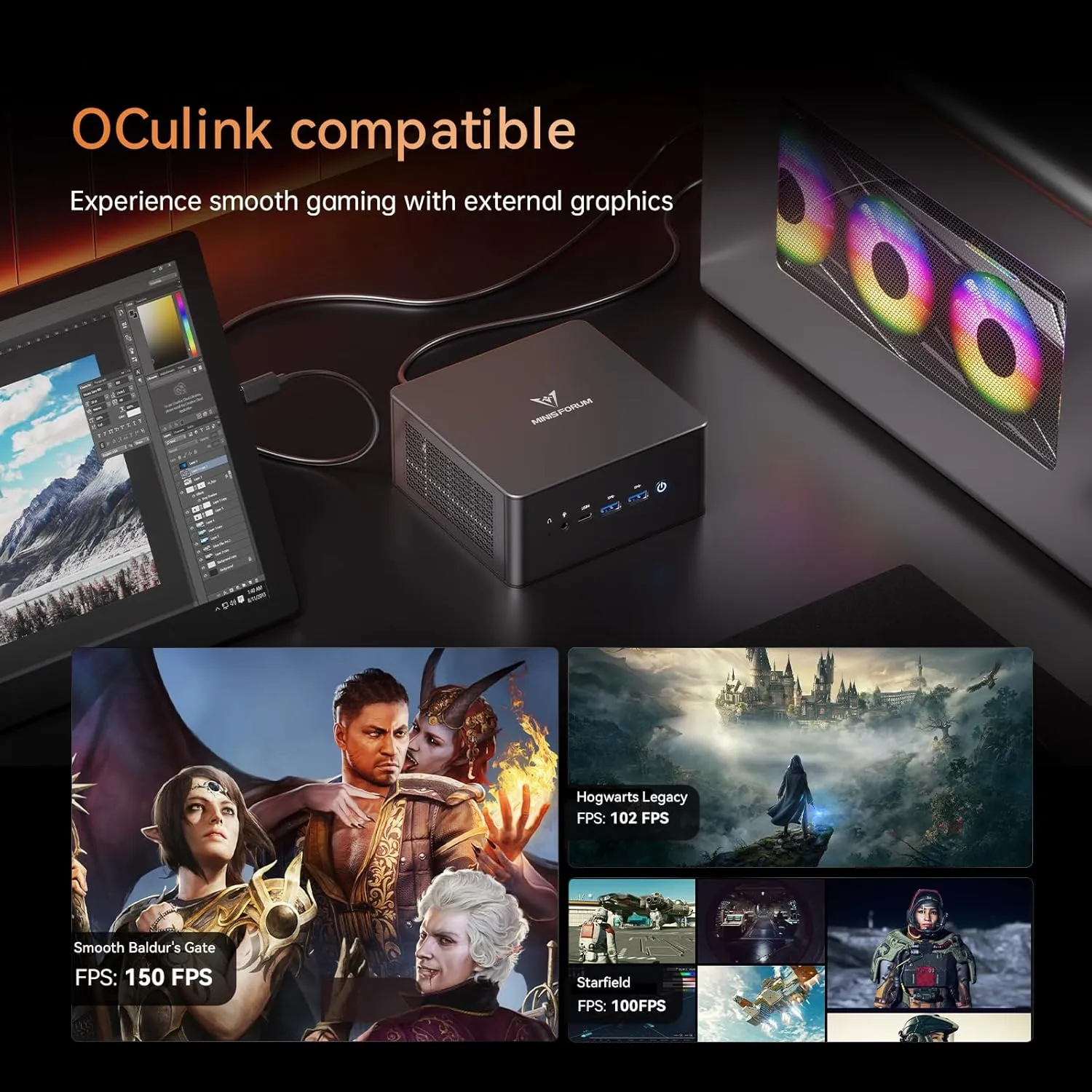 MINISFORUM UM890 Pro Mini PC, AMD Ryzen 9 8945HS (up to 5.2GHz) Mini Computers, 32GB DDR5 5600MHz RAM&1TB PCIe 4.0 SSD, Mini Desktop Quad Display HDMI/DP1.4/USB-C, AMD Radeon 780M/Dual LAN 2.5G