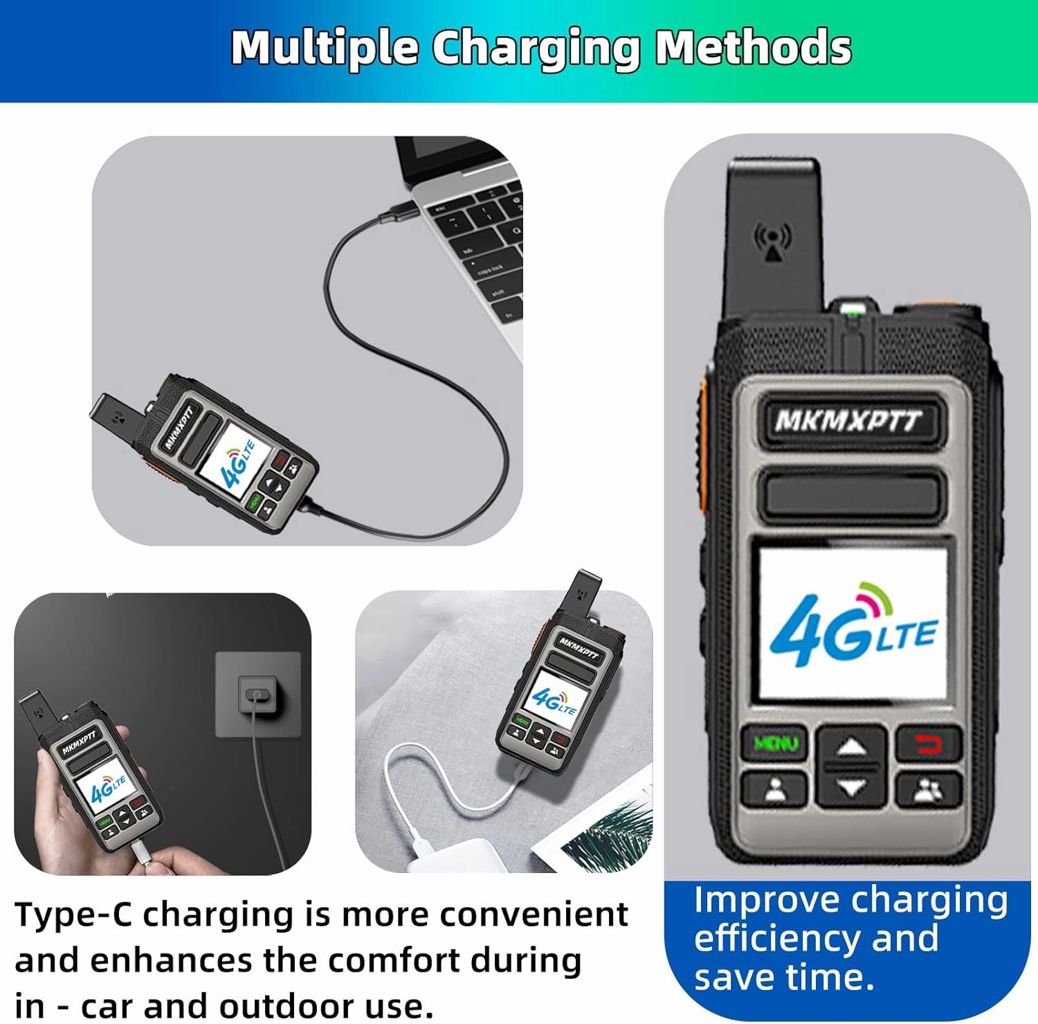 MKMX-PTT Network Walkie Talkie Zello Global POC Wireless Remote Unlimited Distance 5000mAh SIM Card 2G 3G 4G Bluetooth Ham Radio WiFi Long Range 100 Miles GPS Professional POC Walkie Talkie 5000KM
