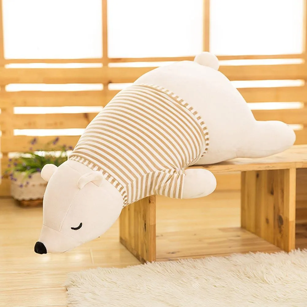MMTTAO Stuffed Polar Bear Animal Plush Toy 24 Inch Large White Sleeping Bear Animal Stuff Soft Plushies Cute Dolls Collection Huggable Throw Pillow Cushion Gifts for Kids Children Boys Girls, 24Inches
