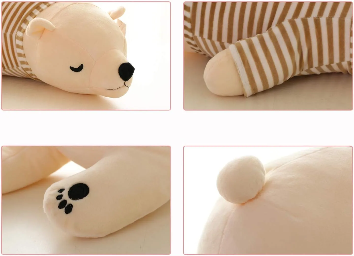 MMTTAO Stuffed Polar Bear Animal Plush Toy 24 Inch Large White Sleeping Bear Animal Stuff Soft Plushies Cute Dolls Collection Huggable Throw Pillow Cushion Gifts for Kids Children Boys Girls, 24Inches