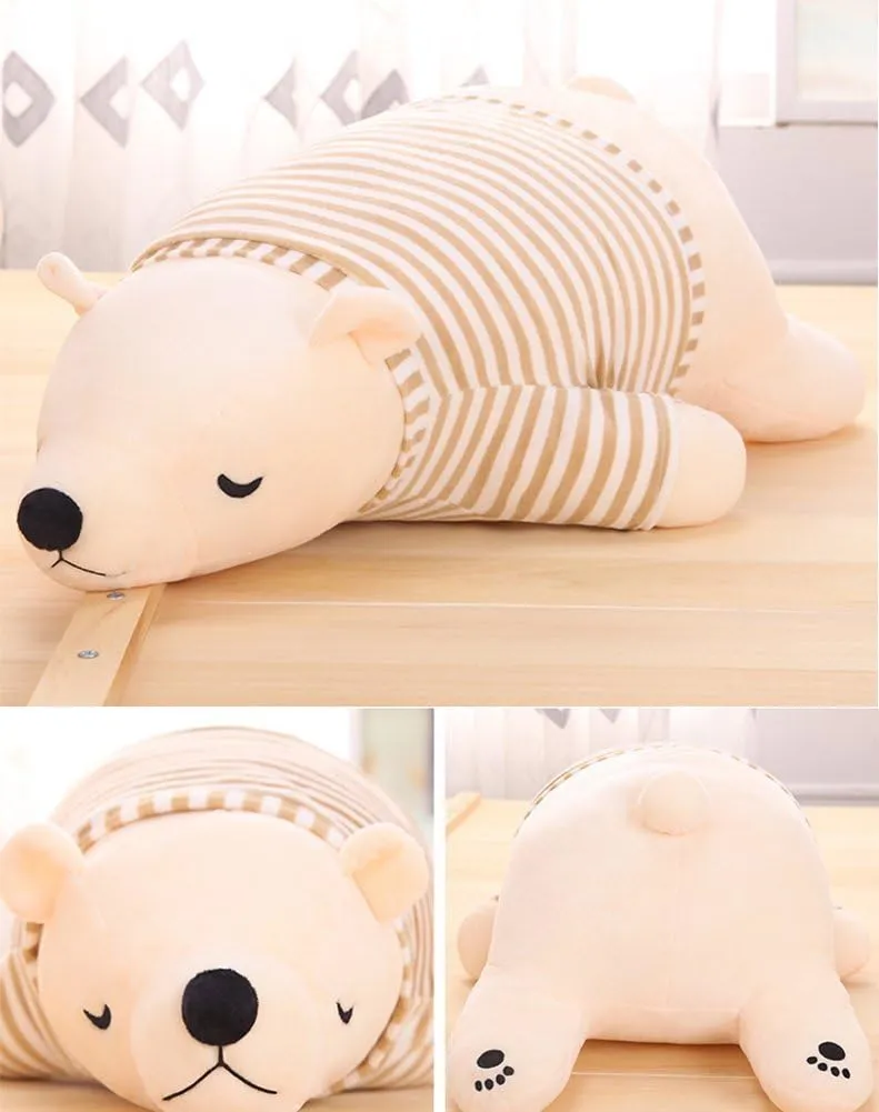 MMTTAO Stuffed Polar Bear Animal Plush Toy 24 Inch Large White Sleeping Bear Animal Stuff Soft Plushies Cute Dolls Collection Huggable Throw Pillow Cushion Gifts for Kids Children Boys Girls, 24Inches